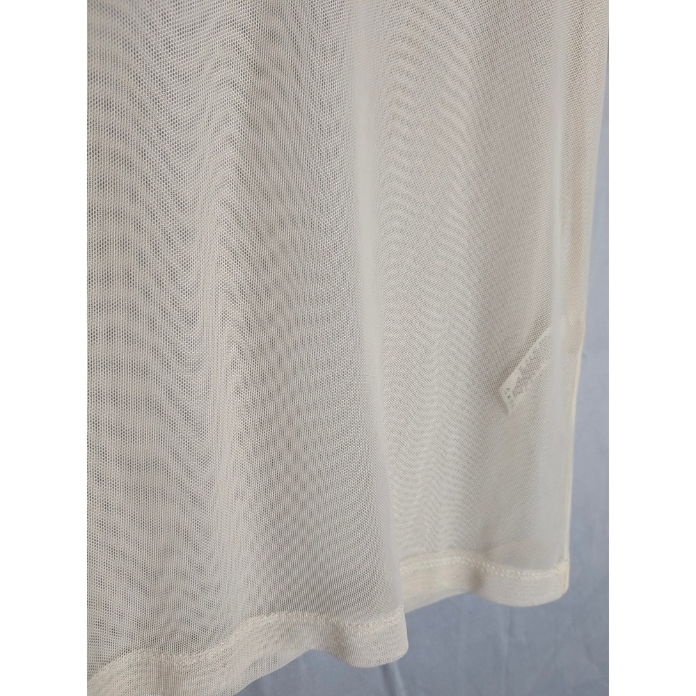 Anthropologie Sheer Mesh Short Sleeve Crewneck Tee Y2K Shirt Size Small Porridge - Picture 5 of 7